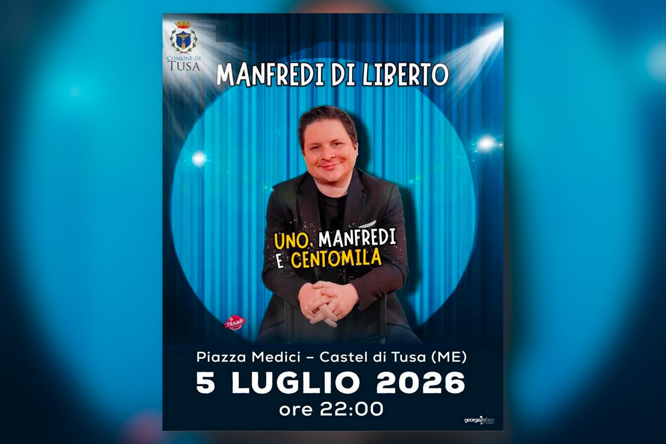 Manfredi Di Liberto evento a Tusa il 5 Luglio 2026