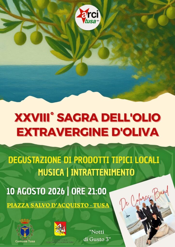 Locandina della XXVIII Sagra dell'Olio Extra Vergine di Oliva di Tusa