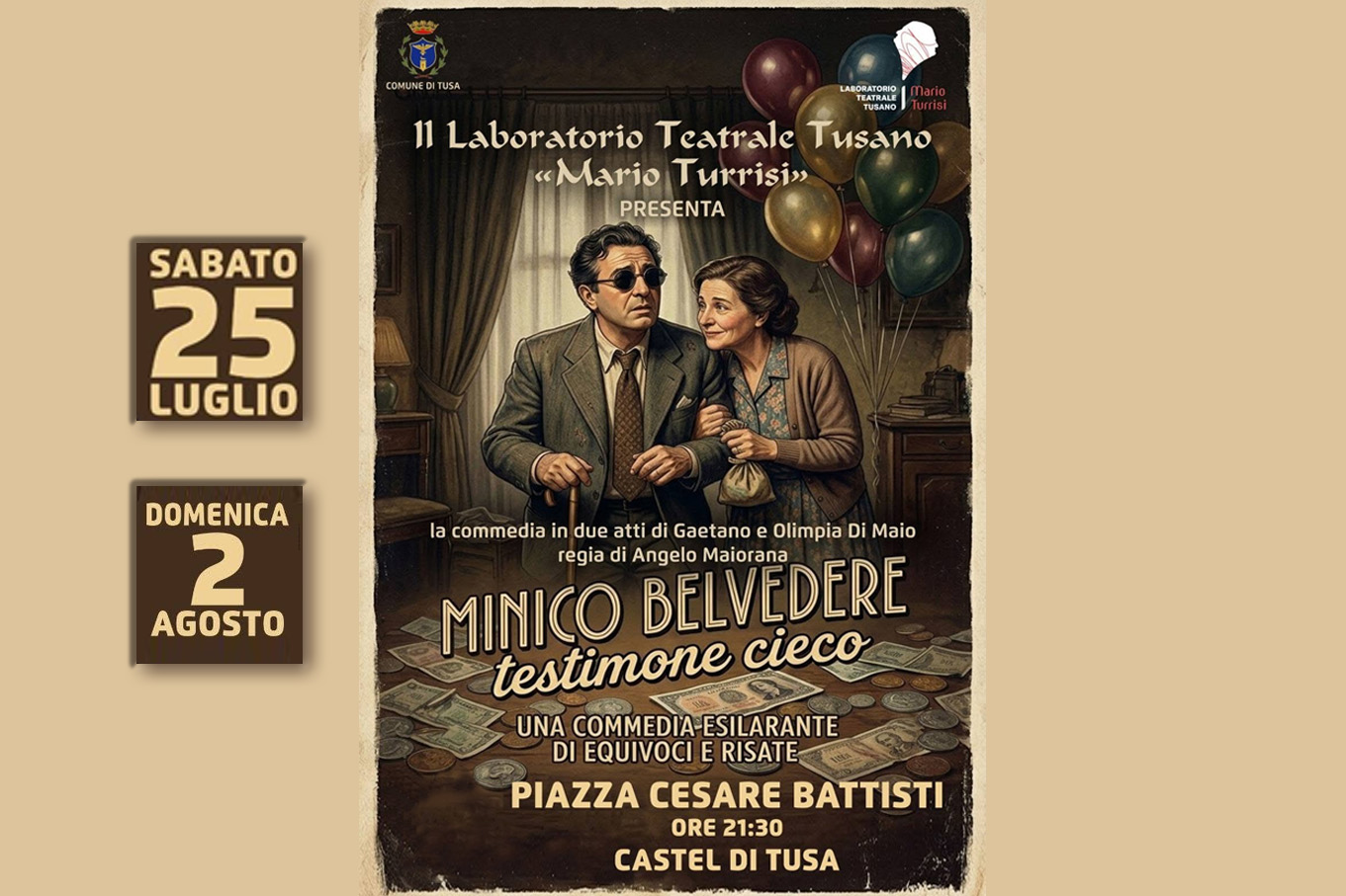 Teatro sotto le stelle: doppio appuntamento “Minico Belvedere testimone cieco”